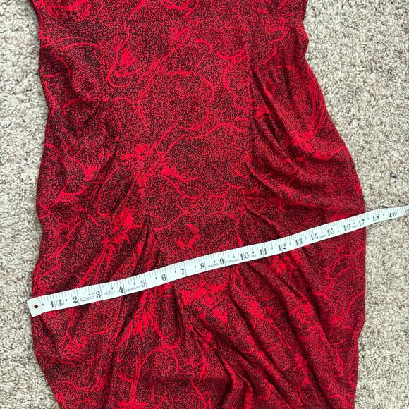 VTG All That Jazz Dress 80s Red Ruched Wiggle Cocktail Bodycon XS Abstract - Picture 13 of 14